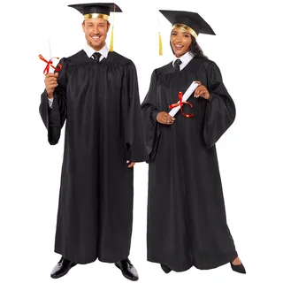 amscan 9917590 Unisex Erwachsene Abschluss Bademantel & Mörser Board Hut, Schwarz