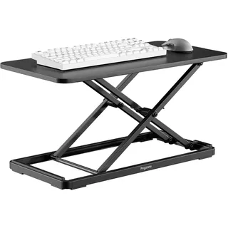 PEGZONE Steh-Sitz Schreibtisch Höhenverstellbar, Ergonomisch Schreibtischaufsatz, 61 x 30 cm Stehpult, Klappbar Laptoptisch, Schwarz