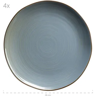 Mäser Nottingham Speiseteller 26 cm Blau/Grau 4er Set