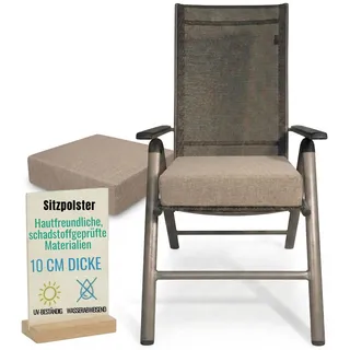Pillows24 - Ergonomisches Sitzkissen Outdoor - 2x [ 40x40x10 cm ] in Cappuccino - Waschbar Sitzerhöhung mit Reißverschluss für Gartenmöbel Stuhl