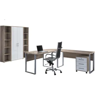BMG Möbel Büro Office Edition Set 3 Sonoma Eiche/Weiß