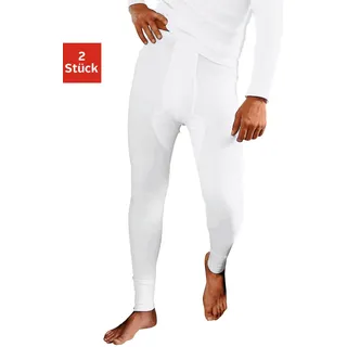 Lange Unterhose CLIPPER, Herren, Gr. 4 (S), 2 Stk., weiß, Feinripp, Obermaterial: 100% Baumwolle, unifarben, körpernah, Unterhosen Lange Unterhose, aus Feinripp, mit Eingriff