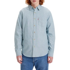 Levi's Herren Sunset 1-Pocket Standard Hemd,Stripe Green Blue Slate,L