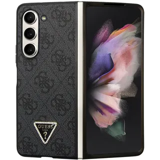GUESS Hülle Leder 4G Diamond Triangle Schwarz - Galaxy Z Fold5 hardcase Leather