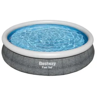 Bestway Fast Set Rattan Ø 366x76 Cm Runder Aufblasbarer Pool - Grey / Blue - 5377 Liter