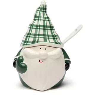 Excelsa Green Winter Käse- und Zuckerdose aus Keramik mit Weihnachtswichtel