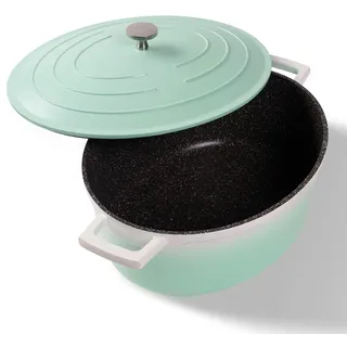 STONELINE Cocotte Bräter Induktion mit Deckel 32 cm, 6,6 L, Topf Antihaft Beschichtung mit echten Steinpartikeln, Bratentopf Schmortopf für alle Herdarten und Backofengeeignet, Farbe: Mint