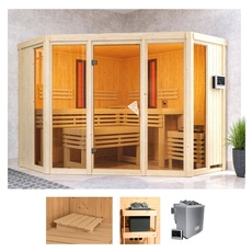 Bild von Sauna »Adele«, (Set), 9-kW-Bio-Ofen mit ext. Steuerung, 2 Infrarot-Vitalight-Strahlern beige