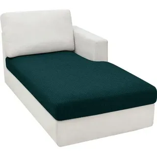 Ibenzoa® Stretch-Sofahusse für L‐förmige Ecksofas inkl. Chaiselongue – dehnbarer, atmungsaktiver Schutzbezug, pflegeleicht & formstabil, 85% Polyester/15% Elasthan, Schwarzgrün - Grün
