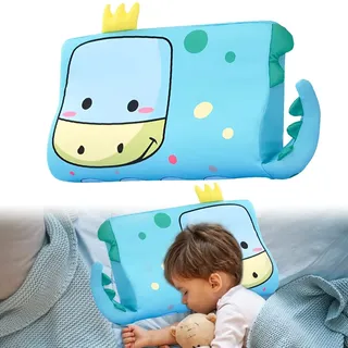 Nzkeuf Schlummerkids Kissen, 45X27cm Calmly Kinderkissen, Kinderkopfkissen, Tiere Memory kopfkissen Kinder, Ergonomisches Atmungsaktiv und Hautfreundlich für weiche Träume (Dinosaurier)