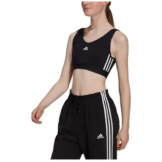 Adidas 3 Stripes Crop Sport-top - Black / White - L