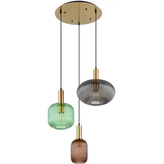 GLOBO Hängeleuchte 3x E27 55 cm Grün/ Silber