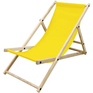 ECD-Germany Liegestuhl samt Gelb , Holz , 57.5x83x100 cm , Gartenmöbel, Gartenliegen