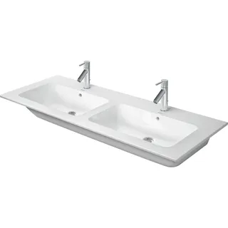Duravit ME by Starck Möbel-Doppelwaschtisch, mit Überlauf, 2 Hahnlöcher, 1300mm, 233613AC00, Farbe: Weiß Seidenmatt mit DuraShield