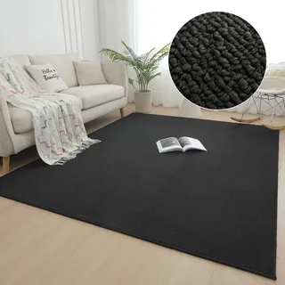 my home Teppich »Jola, Uni-Farben, besonders dichte Qualität, Boho« rechteckig 10 mm Höhe Wohnzimmer, Schlafzimmer, Flur, Kinderzimmer, wasserabweisend, schwarz
