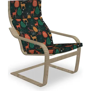 ABAKUHAUS Herbst Poäng Sessel Polster, Wild Forest Saison Gazelle, Sitzkissen mit Stuhlkissen mit Hakenschlaufe und Reißverschluss, Bernstein und Jade-Grün