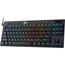Redragon K622 TKL RGB Mechanische Tastatur, ultradünne kabelgebundene Gaming-Tastatur mit flachen Tastenkappen, dedizierter Mediensteuerung und braunem Schalter, Pro-Software unterstützt