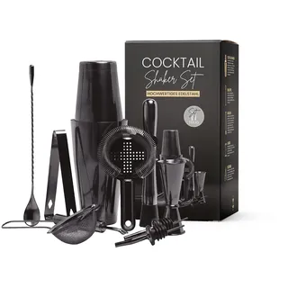 SHAKEIN Cocktail Set 12-teilig | Edles Cocktail Shaker Set in Space Grey | Großes Cocktail Mix Set | 750ml Boston Shaker aus Edelstahl | Cocktailshaker Barkeeper Set | Bar Zubehör Shaker Cocktail Set