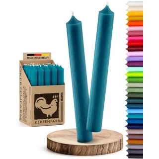 Stabkerzen 10 Stück Tafelkerzen durchgehend gefärbt Spitzkerzen für die Tisch-Deko zur Hochzeit Weihnachten & Party Farbe: Türkis-Blau Höhe:18cm