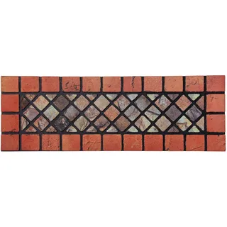 Nicoman Elegante Fußmatte für den Innen- und Außenbereich, umweltfreundlich, rutschfest, schmaler Rand (75 x 25 cm), roter Rand
