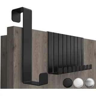 4smile Türhaken zum Einhängen, Fb. Schwarz - 10er-Set Kleiderhaken Tür, einzeln verwendbar - Flexible Haken zum Einhängen, stabile Türhakenleiste, universelle Türgarderobe