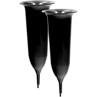 VonBueren Grabvase mit Erdspieß VonBueren | 2 Stück | schwarz | ca. 25 x 9,8 cm | Friedhofsvase | Grab Blumenvase