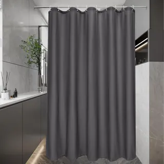 EurCross Duschvorhang 150x180 Schmaler Textil Stoff Badvorhang für Badezimmer, Wasserdicht und Trocknet Schnell,Dunkelgrau Antischimmel Waschbar Duschvorhänge mit 10 Ringen