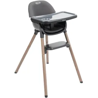 Graco Presti™ Hochstuhl, mitwachsend in 3 Modi, Charcoal | ab ca. 6 Monaten bis ca. 6 Jahre (max. 27,3 kg), kompakt zusammenklappbar, abnehmbares Tablett, Aufsatz spülmaschinenfest),