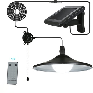 Lixada 3W Solar Hängende Lampe/Solarleuchten mit Fernsteuerungs, Schuppen Licht Hängende Lampe 4 LEDs 50LM(HF-Fernbedienung & Pull-Cord-Schalter)