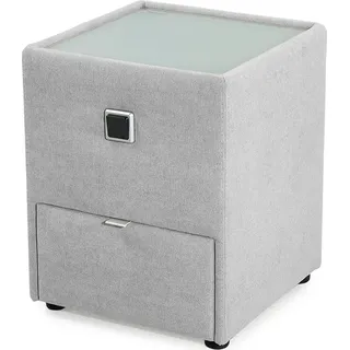 Jockenhöfer Nachtkonsole JOCKENHÖFER GRUPPE "Lancy", grau (hellgrau 485, 29), B:42,5cm H:53cm T:45cm, Glas, Holzwerkstoff, Sideboards, Nachtkonsole, mit LED-Beleuchtung