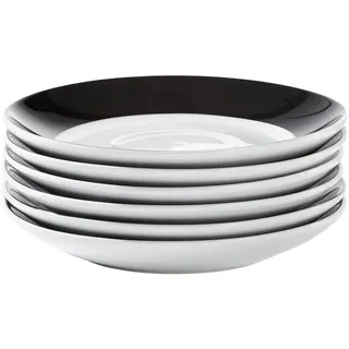 Van Well Untertassenset , Schwarz, Weiß , Keramik , rund , Geschirr, Tassen, Kaffeebecher