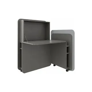 fm FLATup  Sekretär basalt/ hellblau rechteckig, schwarz 107,0 x 41,5 - 91,0 cm