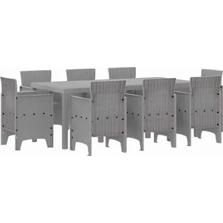 vidaXL Garten Essgruppe 9 pcs Hellgrau Polypropylen - Hellgrau