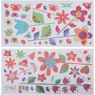 Walplus Wandsticker Farbenreich Blumen und Schmetterlinge Premium, 50cm x 70cm, PVC