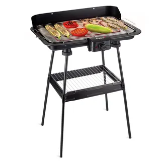 Korona 46221 Elektrischer Standgrill mit XXL-Grillrost (51 x 30 cm) / 2200 Watt/Windschutz/Kontrollleuchte/Sicherheitsschalter/stufenlose Temperatureinstellung
