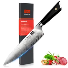 Bild Damast Kochmesser 21cm, Japanisch AUS10 Damastmesser Stahl 67-Schicht Twill Muster Küchenmesser Professional High Carbon Sharp Messer mit G10 Griff/Geschenkbox - GYO Series