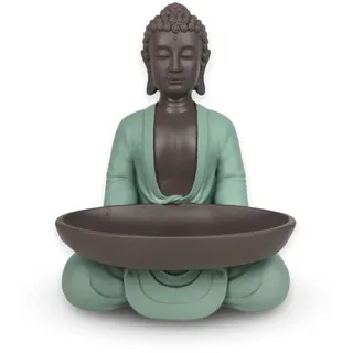 Leere Figur Buddha – Dekoration Zen und Feng Shui – für eine entspannende und spirituelle Atmosphäre – Geschenkidee Glücksbringer – Höhe: 20 cm – Farbe: Grün und Braun – Zen'Light