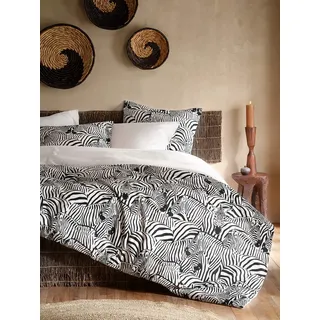 De Witte Lietaer Zebra Bettwäsche, Bettbezug und Kissenbezüge, Baumwolle, Weiß – Schwarz, 240 x 220 cm