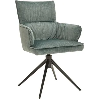Dieter Knoll Armlehnstuhl , Salbeigrün , Metall, Textil , Drehkreuz, Stativgestell , 58x91x62 cm , Typenauswahl, Sitzfläche 360° drehbar, automatische Rückholfunktion , Esszimmer, Stühle, Polsterstühle