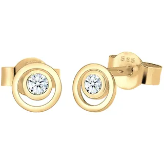 Elli DIAMONDS Earrings Women Earstuds Circle Layer with Diamond in 585 Yellow Gold
