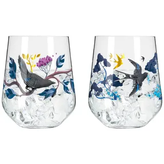Ritzenhoff Ginglas , Schwarz, Goldfarben , Glas , 2-teilig , 710 ml , 10.2x12.4x10.2 cm , Fsc, Made in Germany , Gläser, Longdrinkgläser