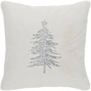 X-Mas Zierkissen , Weiß , Textil , Weihnachten , Füllung: Polyester,Polyester , quadratisch , 45x45 cm , pflegeleicht, formstabil , Heimtextilien, Wohntextilien, Kissen, Zierkissen