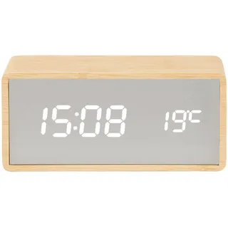 Karlsson KA5879WD, Digitaler Wecker, Rechteck, Holz, LED, Batterie / USB, AAA - Braun