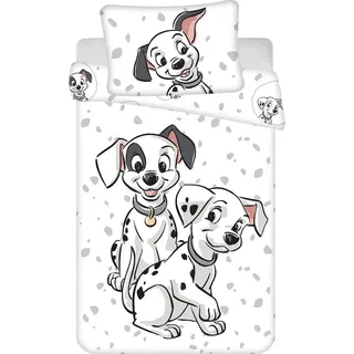 Jerry Fabrics 101 Dalmatiner für Kinder – Bettbezug 100x135 cm & Kissenbezug 40x60 cm, - Weiß, Schwarz