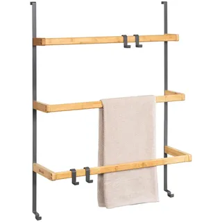 eluno Tür-Hängeregal, grau , Holz , 65x86x17 cm , Badezimmer, Badezimmerausstattung, Handtuchhalter