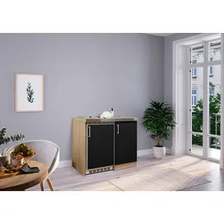 Küche Miniküche Singleküche Pantry Eiche Schwarz Levin 100 cm Respekta - Braun, Schwarz