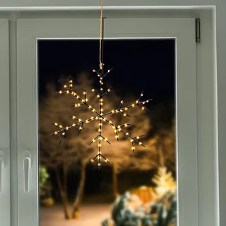 esotec Solar LED Hängeleuchte Schneeflocke Eiskristall 40 cm Garten außen 103407 - Schwarz