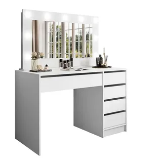 lookway Schminktisch Mada mit Spiegel Weiß / Weiß