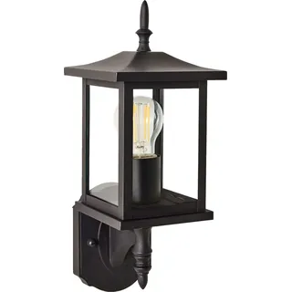 Beliani Außenwandleuchte Schwarz Metall und Glas 40 cm Laternen-Optik IP44 Modern Außenleuchte Beleuchtung für Außen Draußen Terrasse Balkon - Schwarz