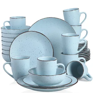 Tafelservice Steingut, vancasso MODA Geschirrset, Vintage Aussehen, 32-teiliges Kombiservice mit je 8 Speisetellern, Kuchentellern, Schalen und Tassen